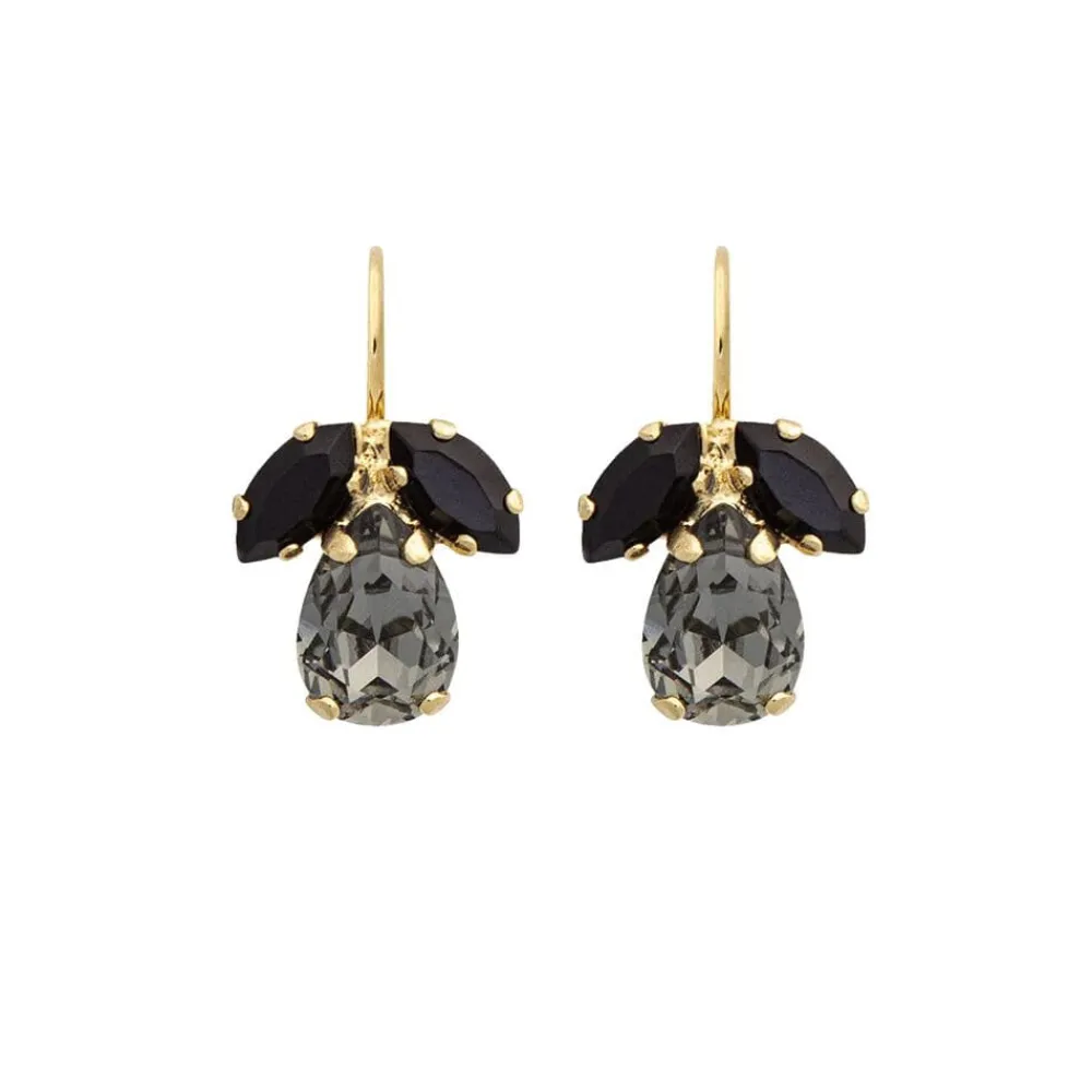 Caroline Svedbom Petite Timo Earrings Gold Black Diamond Jet Hot