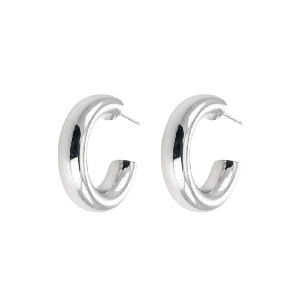 Emilia by Bon Dep Emilia Medium Chunky Hoops Silver Clearance