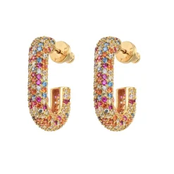 Emilia by Bon Dep Emilia Square Chunky Hoops Multi Discount